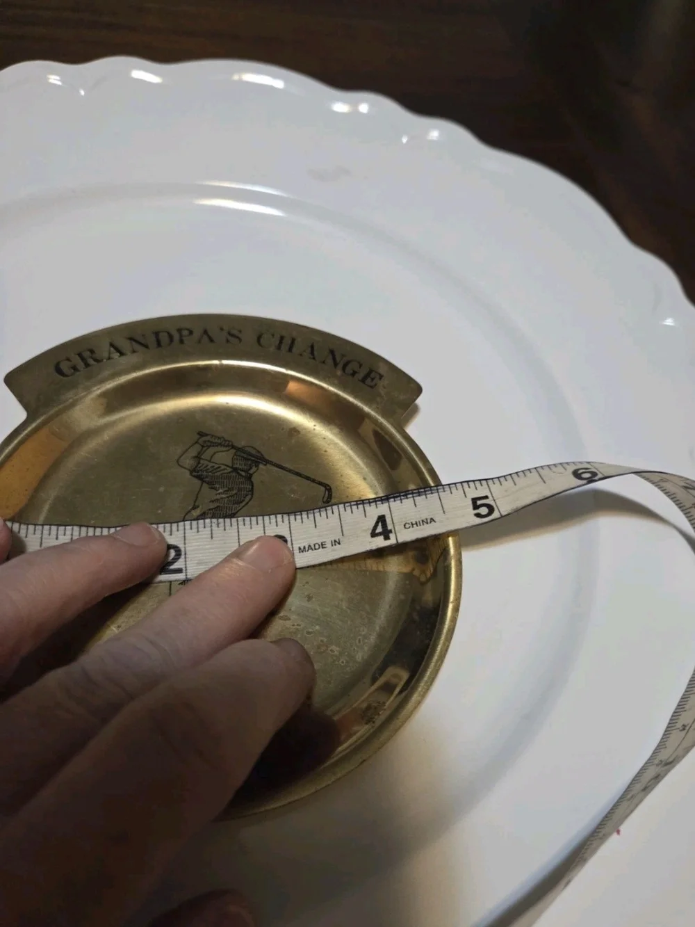 Vintage Brass 'Grandpa's Change' Golf Trinket Dish
